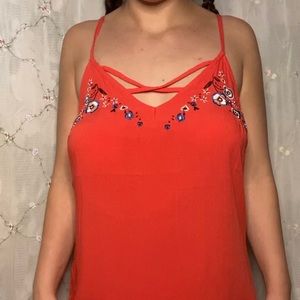 Coral Floral Strappy Sundress